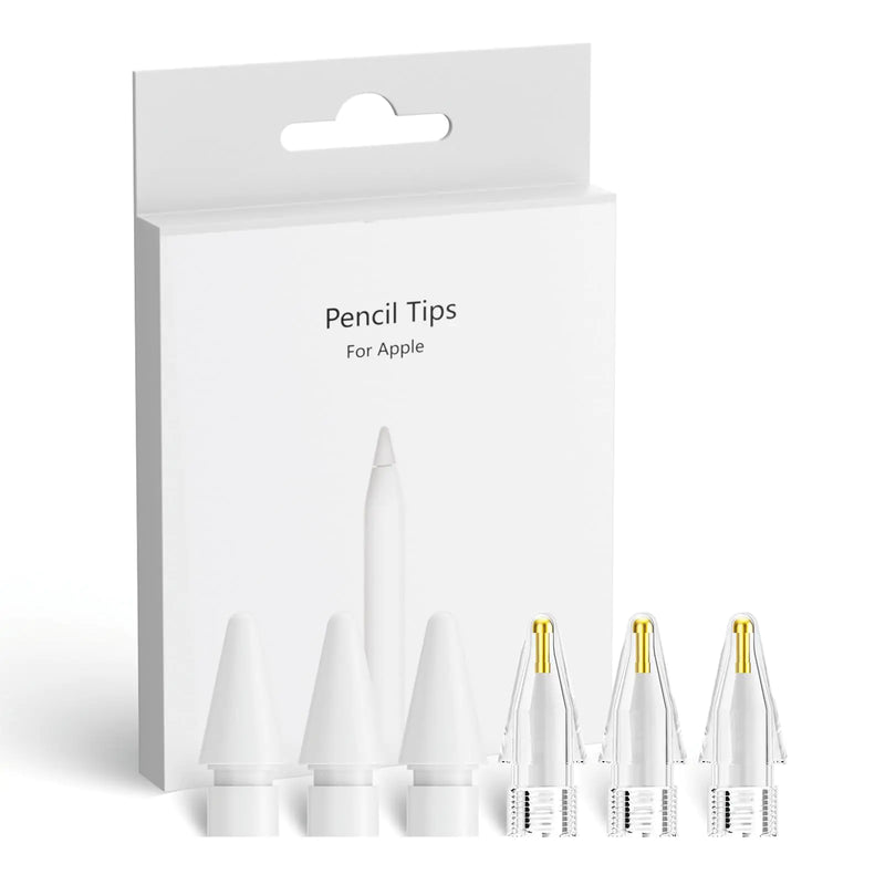 JvKzaen Upgraded Replacement Tips for Apple Pencil Mix Transparent Metal Tips for Apple Pencil 2nd Generation/ 1st Gen/USB C Apple Pen Tips(6Pack)